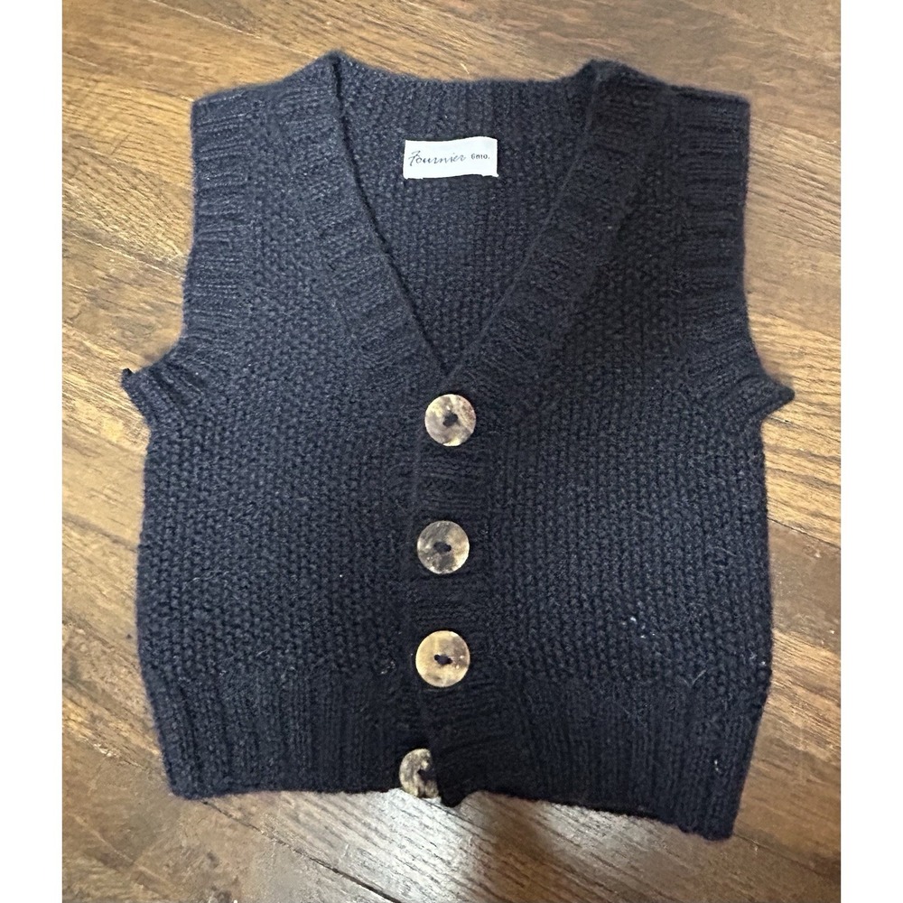 Baby Boys Fournier 6 M Baby Alpaca Navy Button Up‎ Vest Sweater Winter Spring